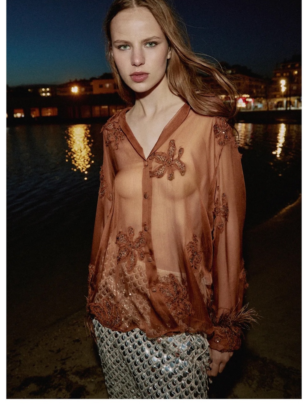 VIRAL 🍁FALL NEW FLORAL EMBROIDERY SHEER BLOUSE SIZE S 
🚨FINAL PRICE NO DISCOUNT